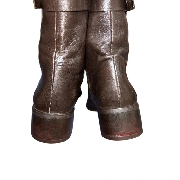 Stuart Weitzman Soft Brown Leather Ankle Boots square toe size 7.5 VGUC - Picture 6 of 10